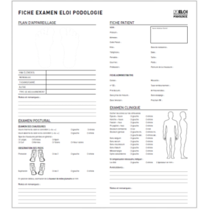 Feuilles d'Examen pour Podographe Équipement