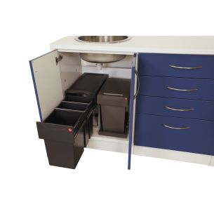 POUBELLE TRIPLE : 1 POUBELLE 15L ET 2 POUBELLES 7L Racine